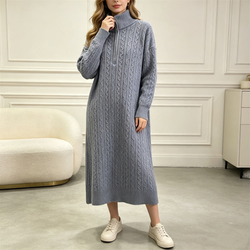 Half zip long sleeved dress