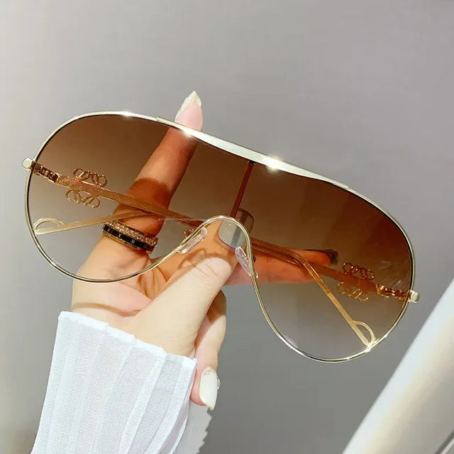 URBAN POET Metal one-piece sunglasses, one-piece large-frame sports goggles, cycling windproof sunglasses, men's and women's advanced sense