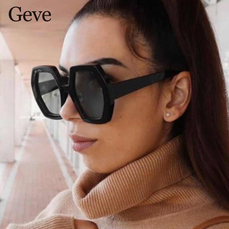 Classic Square Black Sunglasses Women New Brand Design Polygon Sunglasses Ladies Fashion Shades Vintage Glasses Eyewear Unisex
