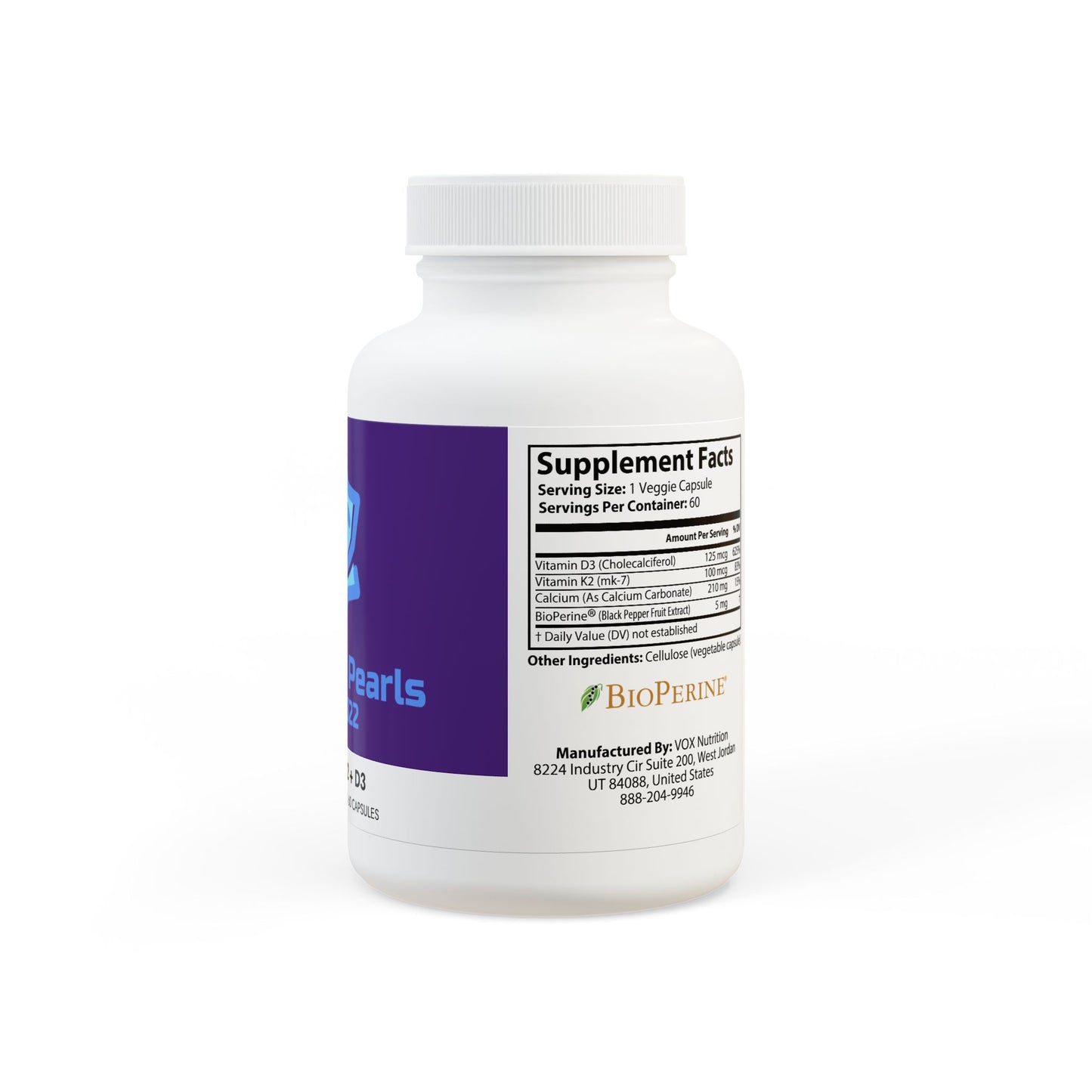 BADGE OF PEARLS Vitamin K2 + D3 Supplement (60 Capsules)