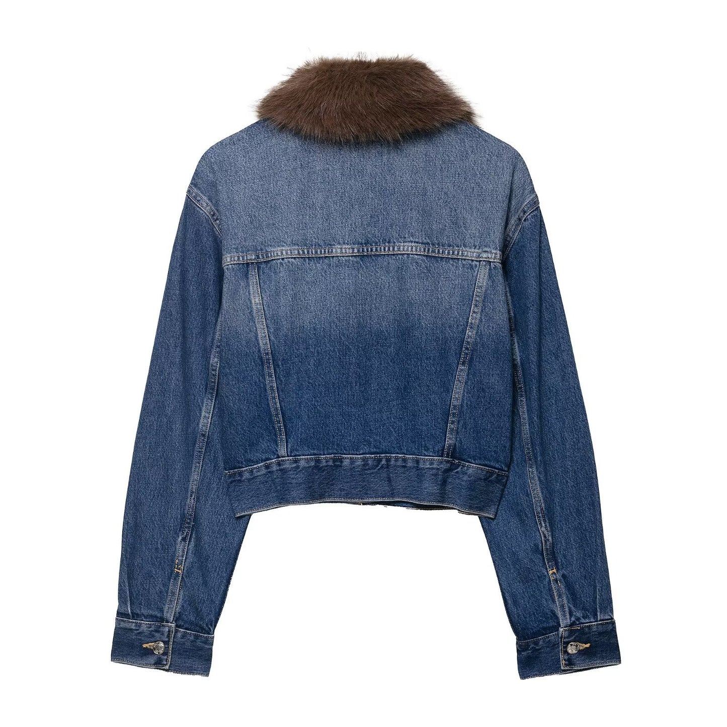 Versatile collar vintage- denim jacket for women