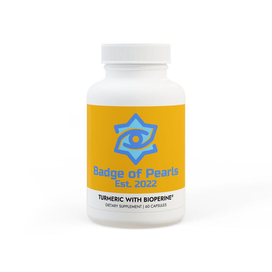 BADGE OF PEARLS Turmeric with BioPerine® (Black Pepper Fruit Extract) Supplement (60 Capsules)