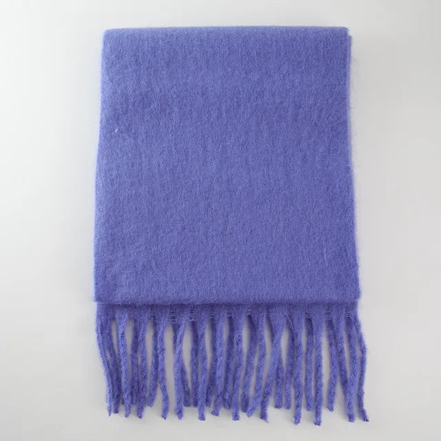 New Winter Women's Scarf Cashmere Warm Wrap Pashmina Solid Foulard Female Scarves Shawls Thick Soft Blanket Large Tassels