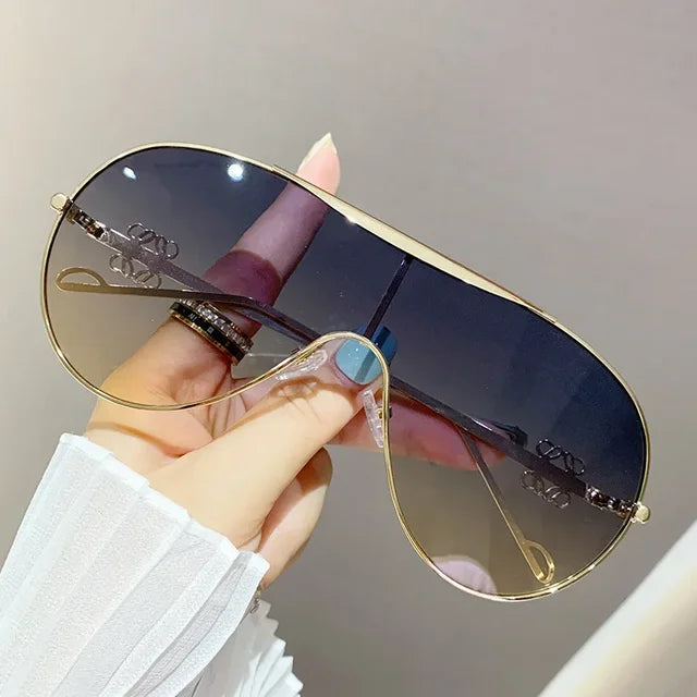 URBAN POET Metal one-piece sunglasses, one-piece large-frame sports goggles, cycling windproof sunglasses, men's and women's advanced sense