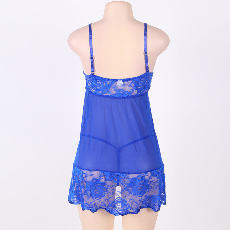 LA BELLA Lingerie Nightgown Sexy Women Underwear with G-string Fitness Lace Babydoll Dress Plus Size Sexy Lingerie