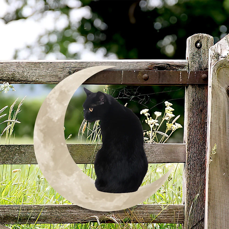 Bedroom Metal Wall Art Moon Cat Indoor And Outdoor Crafts Cat Decoration Wall Decoration