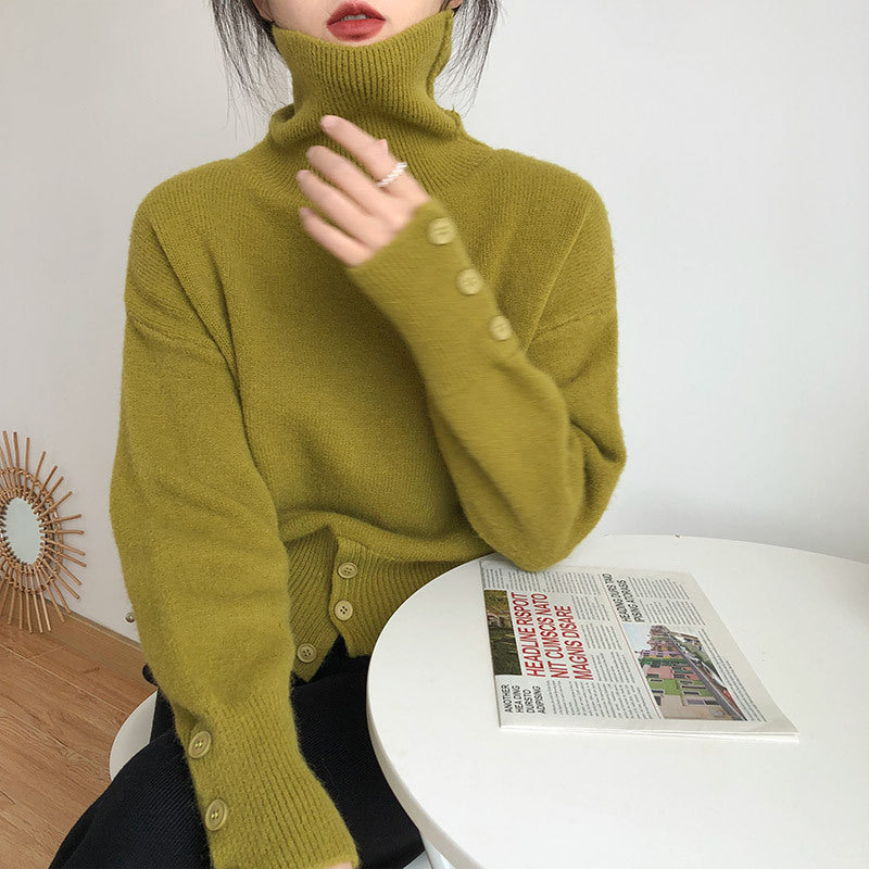 Hooded high neck sweater for women in autumn and winter