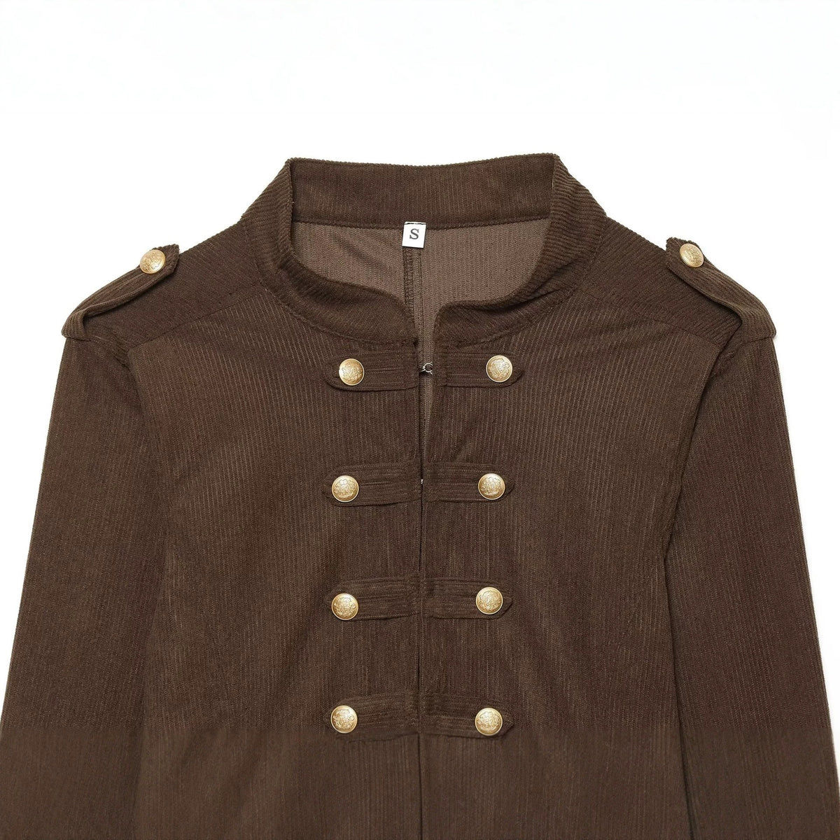 Knot double row button corduroy stand up collar jacket for women