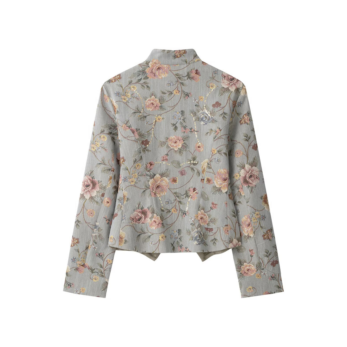 Jacquard stand collar suit jacket for women
