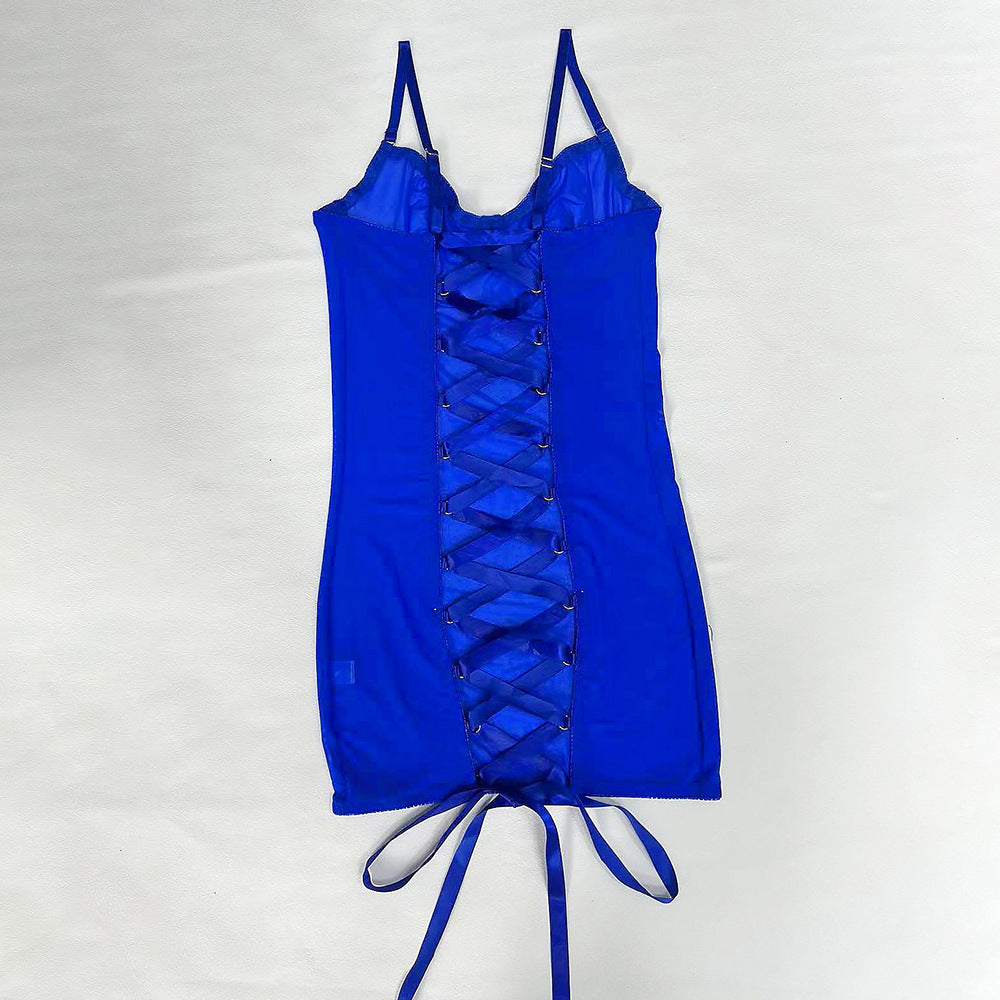 Women's Sexy Mesh Bodysuit - Push-Up Bust, Sheer Strappy Open Back Lingerie  Shapewear One-Piece