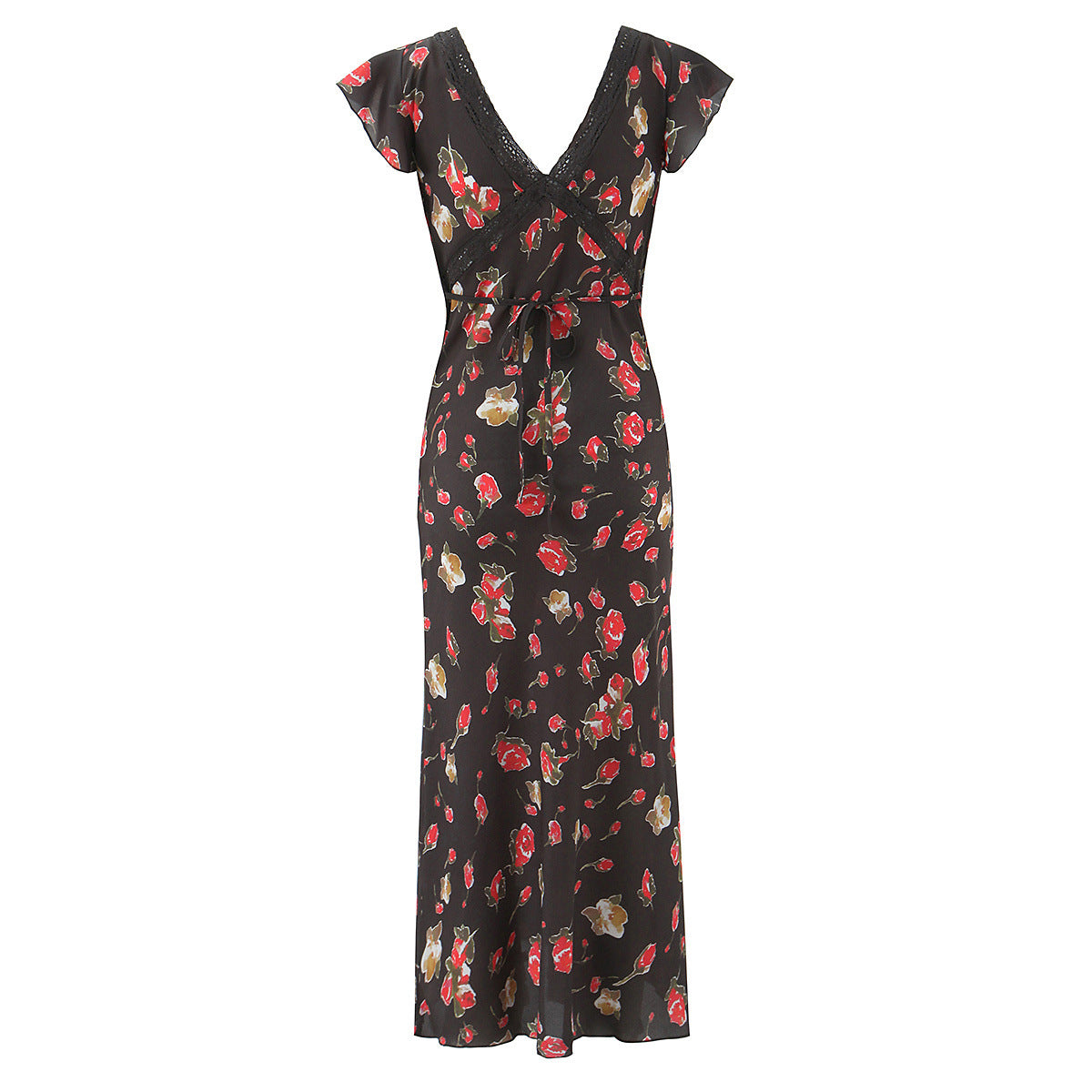French elegance and black floral dress