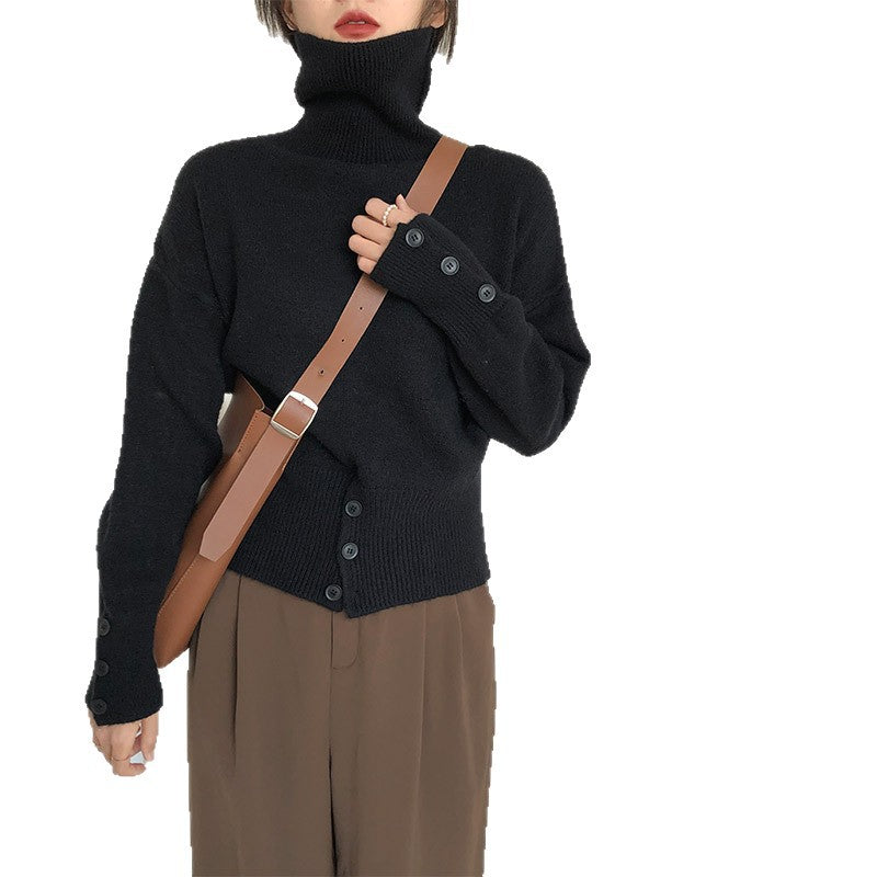 Hooded high neck sweater for women in autumn and winter