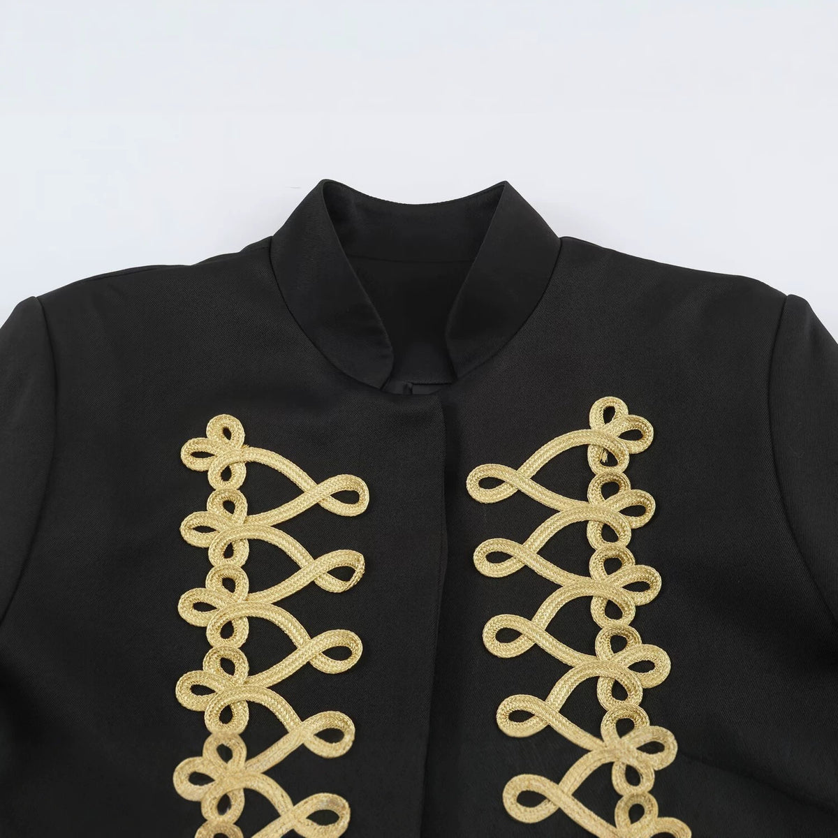 Floral button decoration stand collar suit jacket for women