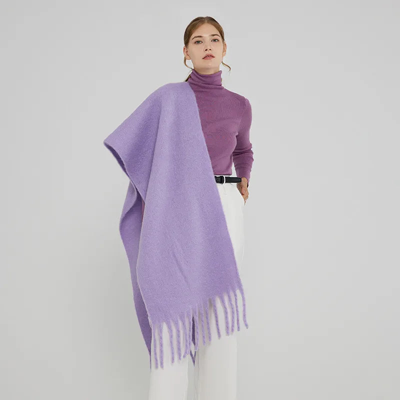 New Winter Women's Scarf Cashmere Warm Wrap Pashmina Solid Foulard Female Scarves Shawls Thick Soft Blanket Large Tassels