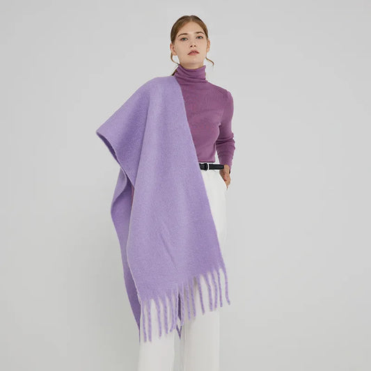 New Winter Women's Scarf Cashmere Warm Wrap Pashmina Solid Foulard Female Scarves Shawls Thick Soft Blanket Large Tassels