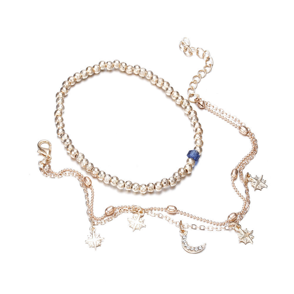 Anklet Multi-Layer Women's Beaded Star Moon Anklet Women