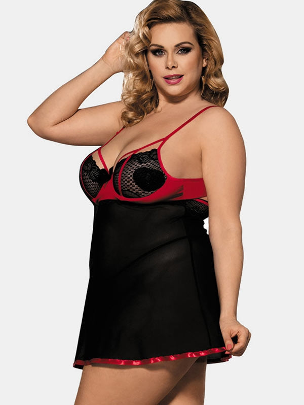 LA BELLA Lingerie Mesh Plus Size Babydoll