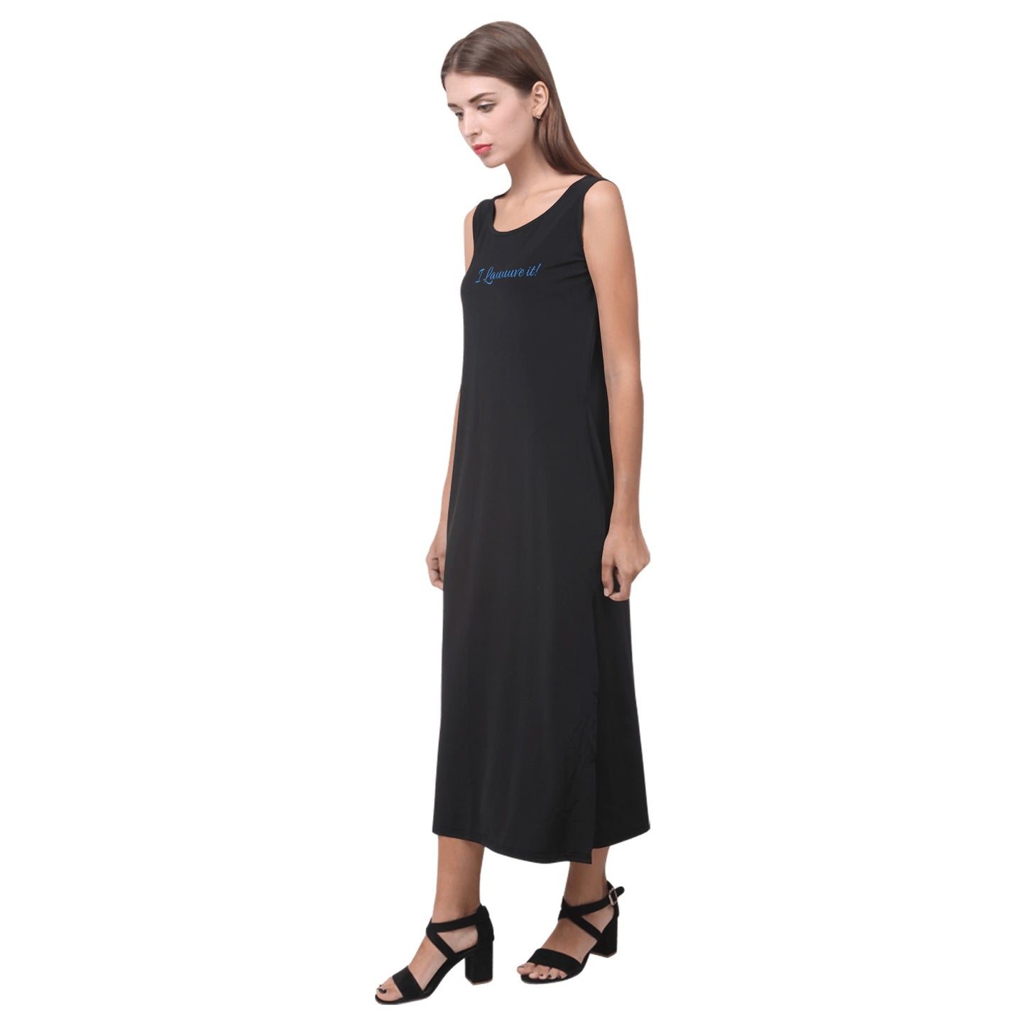 I Lauve it Sleeveless Open Fork Long Dress