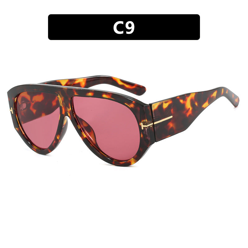T-shaped large frame sunglasses, pilot's toad fashion cross-border sunglasses, personalized women's sunglasses