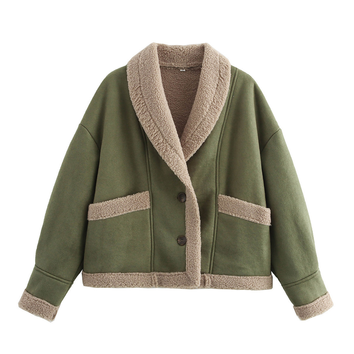 Autumn and winter women's clothing American retro woolen coat with loose collar and fur one-piece top for women