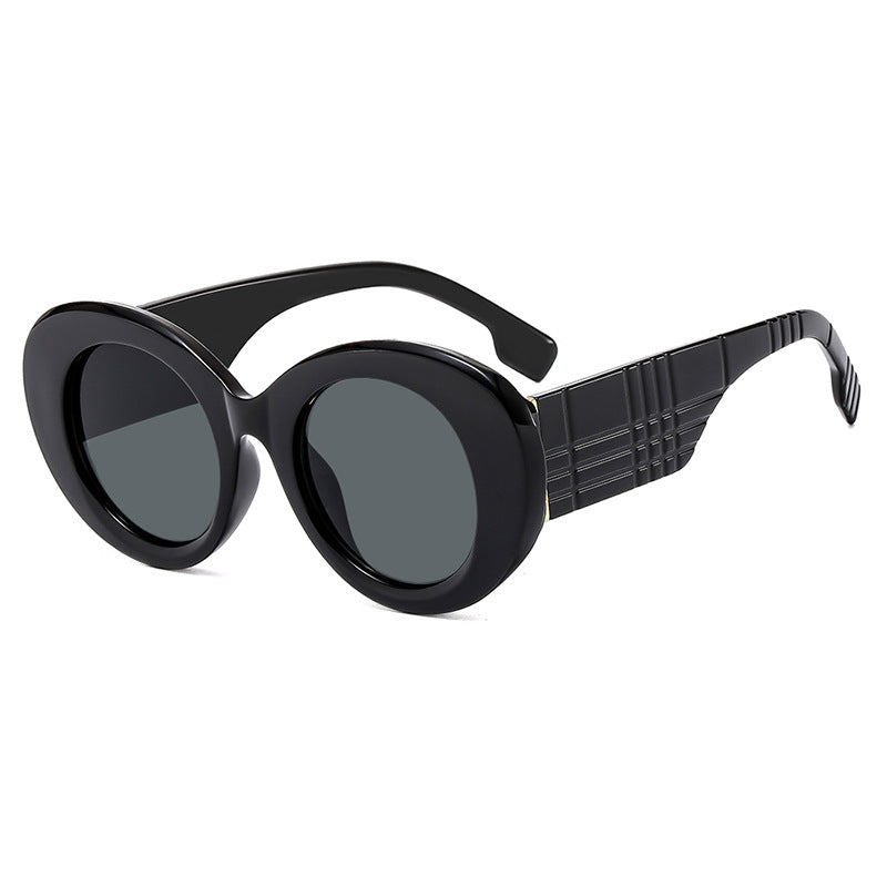 FLOETRY Large frame circular sunglasses for street photography Instagram fashion show, modern retro sunglasses