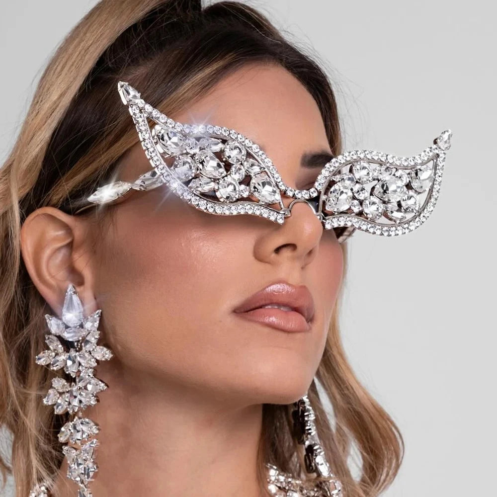Stonefans Crystal Geometric Sunglasses Frame for Women Party Jewelry Ins Fashion Rhinestone Face Accessories Bridal Gifts