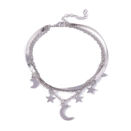 Moon Star Multilayer Feet Chain