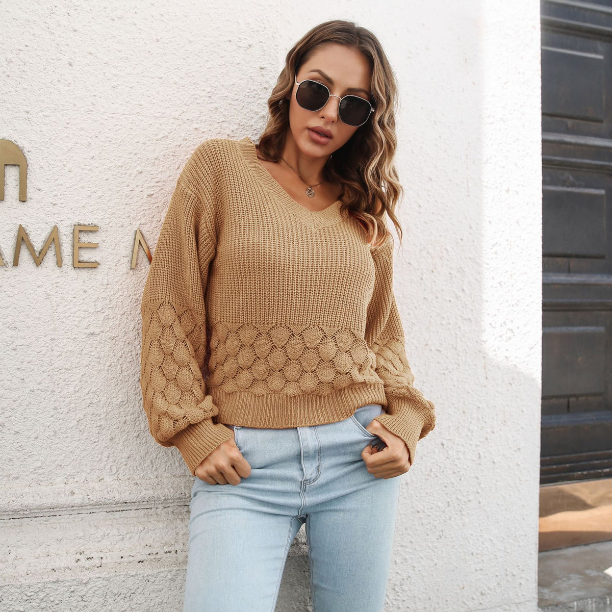 Feather Sweater Women Loose Autumn And Winter Lantern Sleeve Knitted Sweater