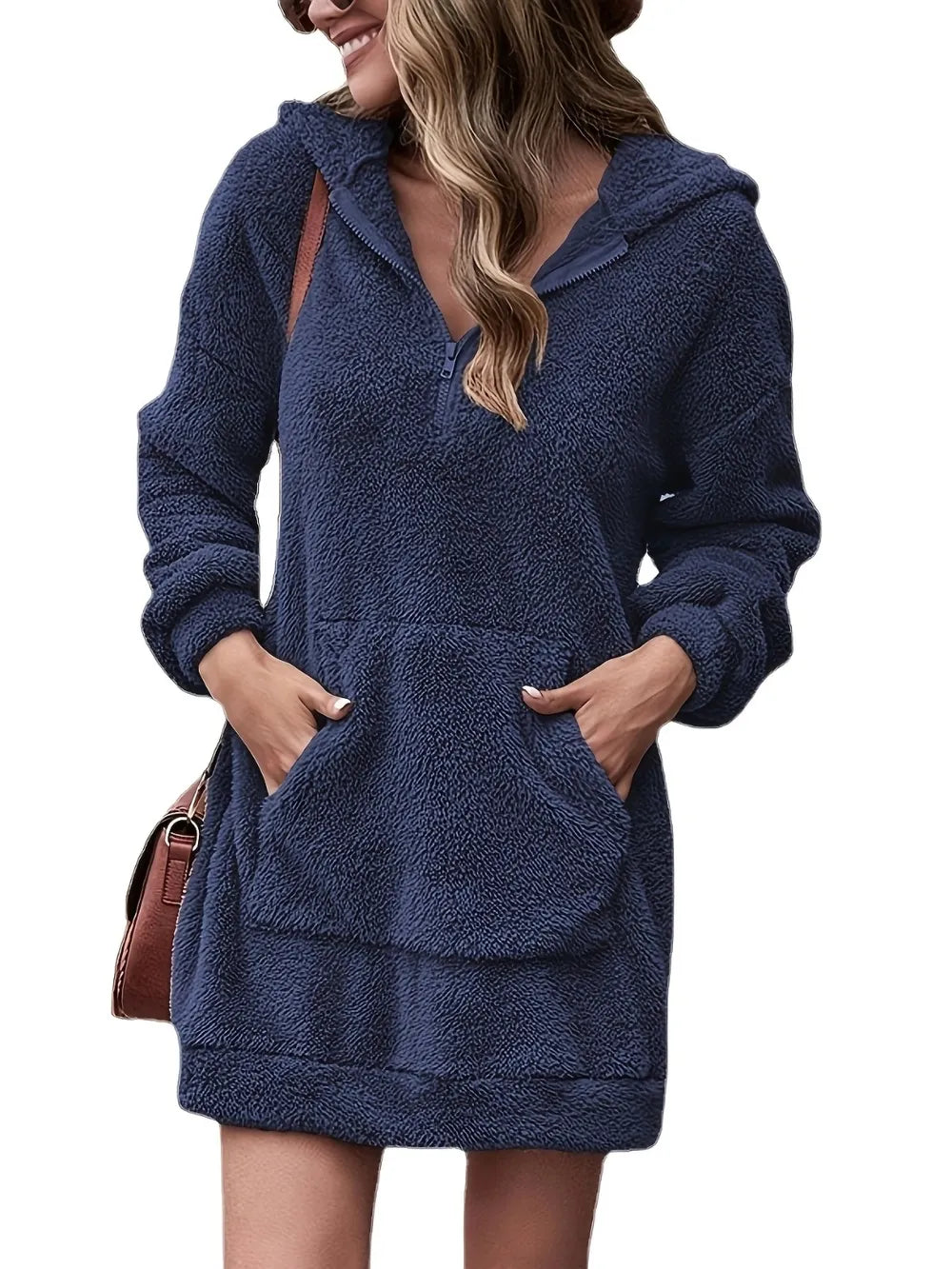 Badge of Pearls Half Zip Dropped Shoulder Oversized Hoodie
