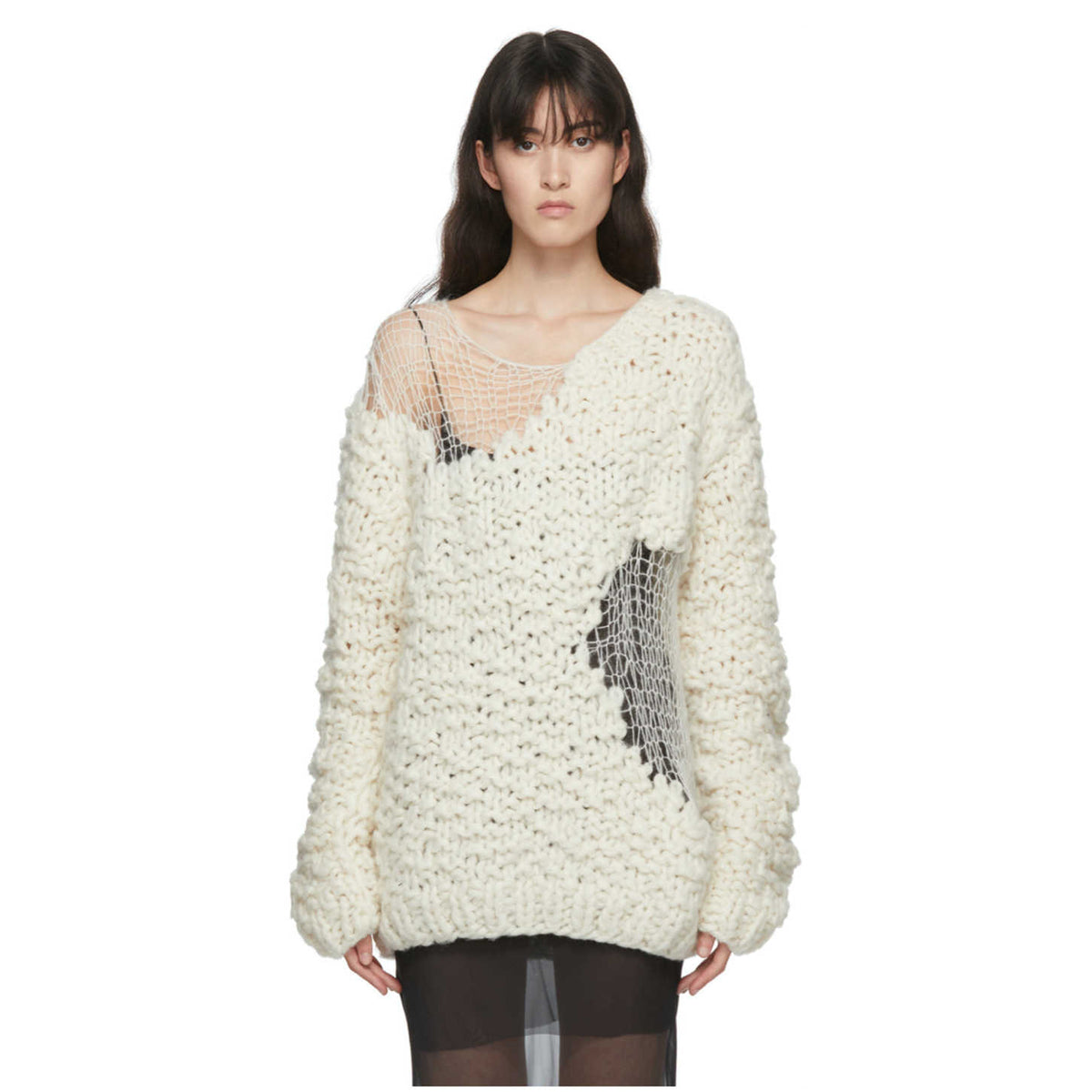 Broken Round Neck Full Sleeves Knitting Pullover Loose Female Top Autumn And Autumn Fashion Women Knits