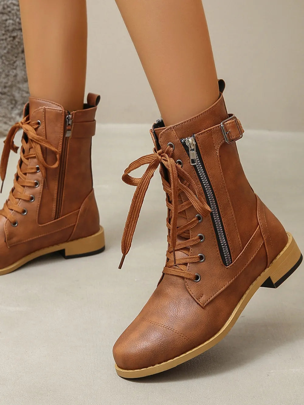 Agent Acevedo's PU Leather Lace-Up Boots