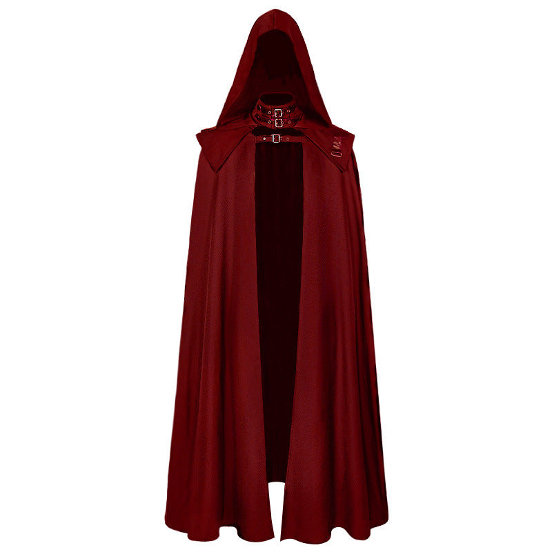 Halloween Dark Medieval Cosplay Cape with Hood for Women, Gothic Long Robe Cloak, Vintage Style Outerwear