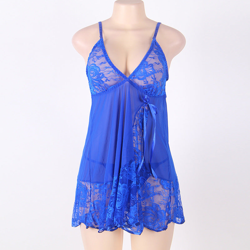 LA BELLA Lingerie Nightgown Sexy Women Underwear with G-string Fitness Lace Babydoll Dress Plus Size Sexy Lingerie