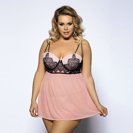 LA BELLA Plus Size Sexy Lingerie Lace Transparent Haltter Babydoll Women Underwear Female Erotic Lingerie Sexy Costume