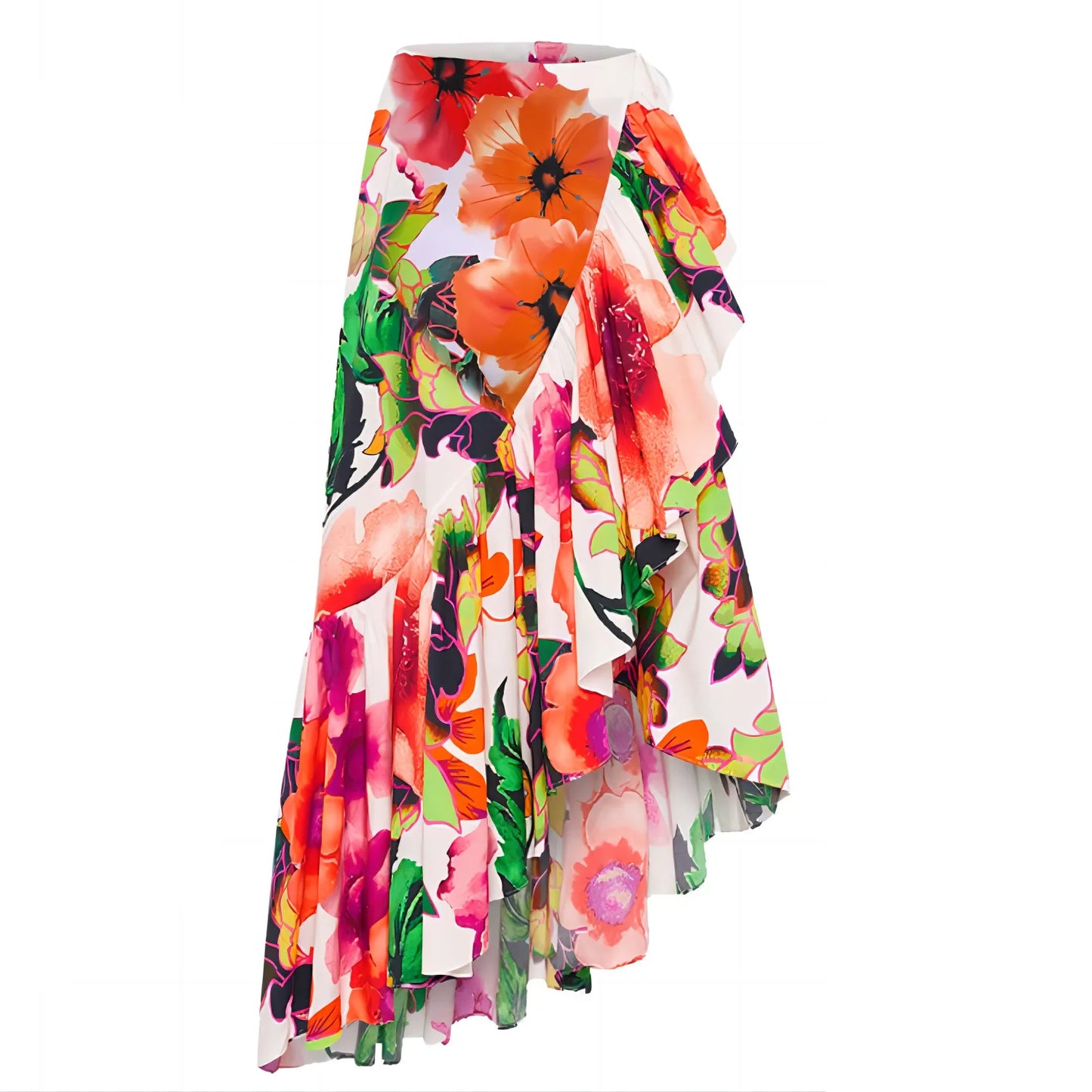 BORIKEN SWIMSUIT SKIRT SHOULDER STRAPPY FLORAL PRINT SWIMWEAR