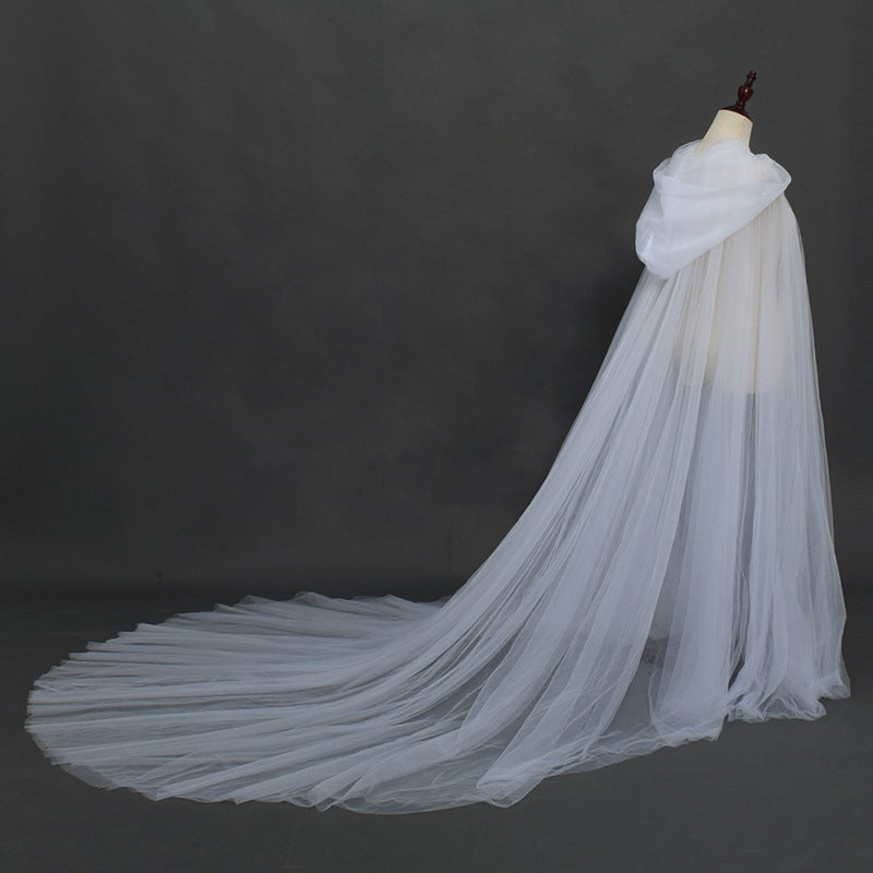 POETIC MAGIC Adult Vintage Hooded Tulle Cloak Cos Vampire Bride Cape Women's Cloak