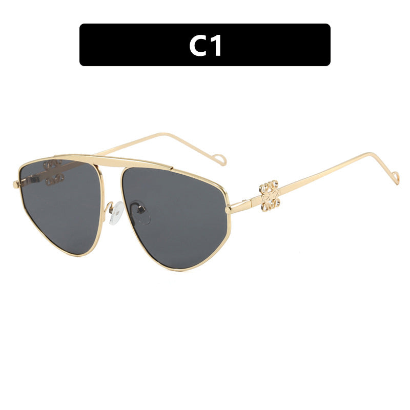POETREE Single beam irregular sunglasses, metal toad hollow sunglasses, European and American UV resistant sunglasses, concave design for women