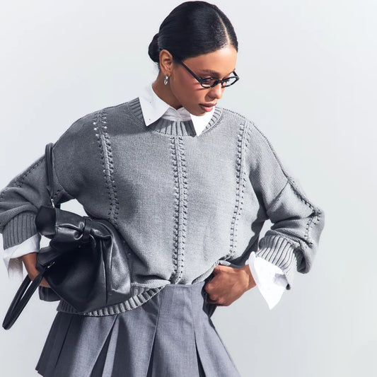 Hollow out pullover sweater for women in autumn and winter