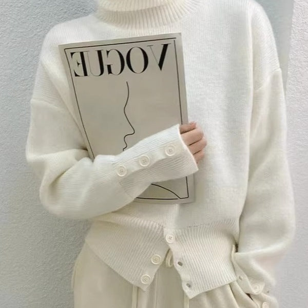 Hooded high neck sweater for women in autumn and winter