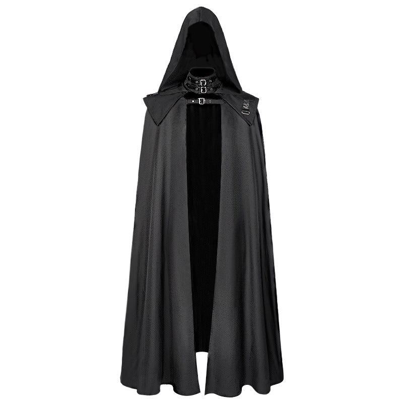 Halloween Dark Medieval Cosplay Cape with Hood for Women, Gothic Long Robe Cloak, Vintage Style Outerwear