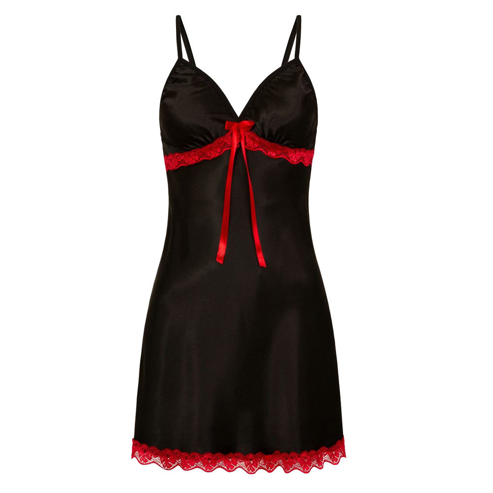 LA BELLA Women Nighte Dress Plus Size Sleeping dress Lace Bow Lingerie Babydoll Seamless Nightwear