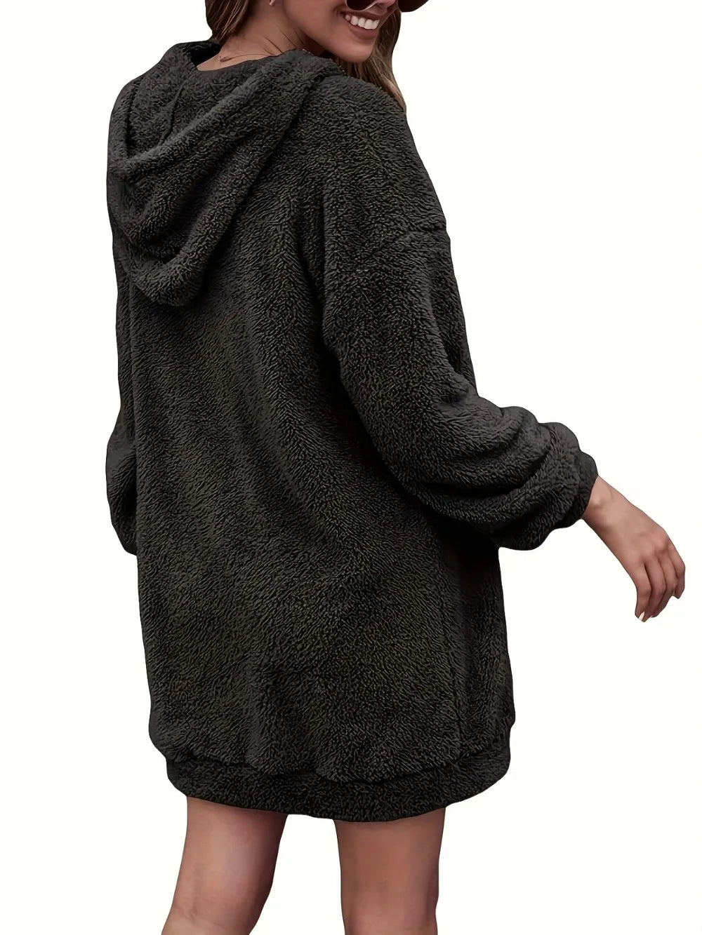 Badge of Pearls Half Zip Dropped Shoulder Oversized Hoodie
