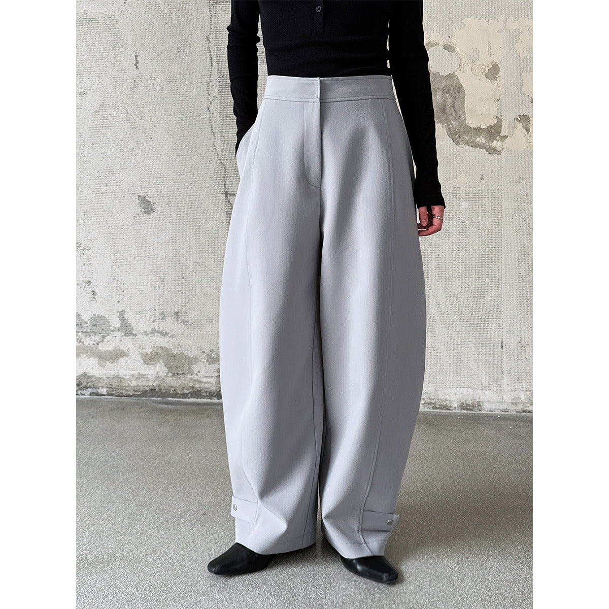Loose sickle shaped pants for women high waisted casual pants