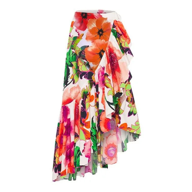 BORIKEN SWIMSUIT SKIRT SHOULDER STRAPPY FLORAL PRINT SWIMWEAR