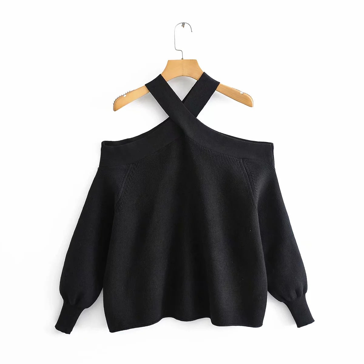 Autumn and winter off shoulder sexy loose knit sweater pullover sweater for women