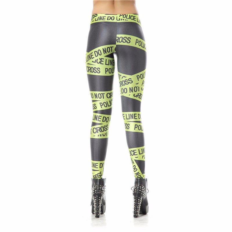 AGENT ACEVEDO 34815 Leggins High Waist Police Line Legins Printed Women Leggings