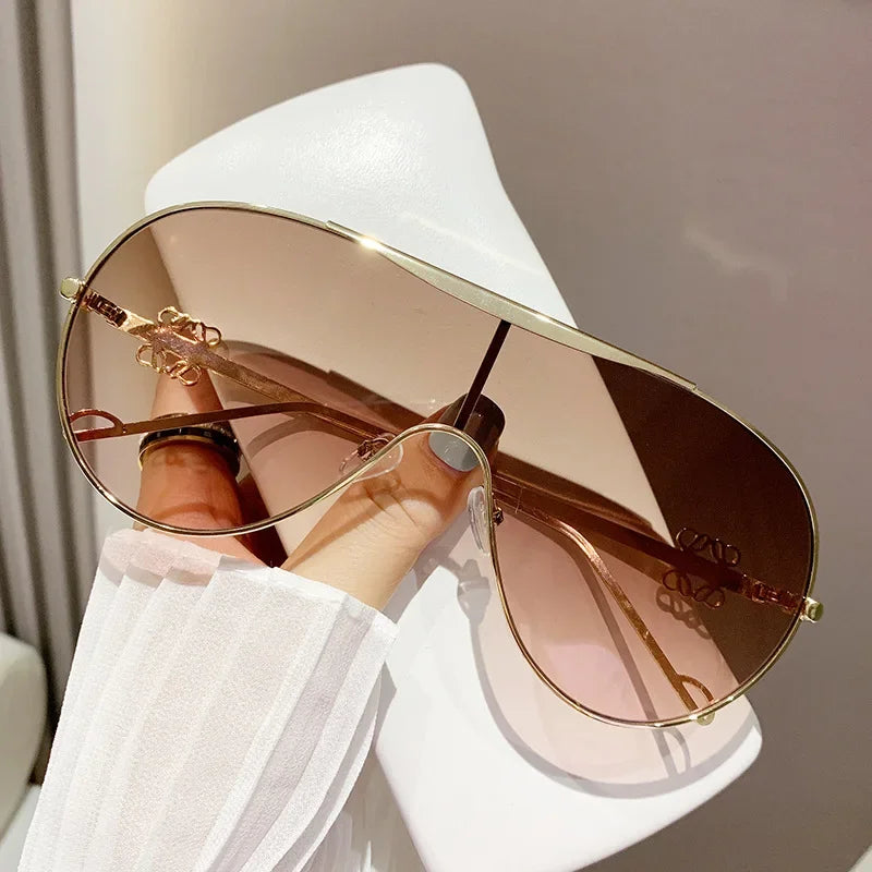 URBAN POET Metal one-piece sunglasses, one-piece large-frame sports goggles, cycling windproof sunglasses, men's and women's advanced sense