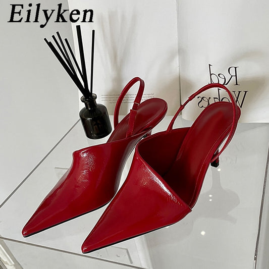 Fall Women Slingback Pumps Sandals Pointed Toe Slip On Thin High Heel Ladies Elegant Shoes Sanda