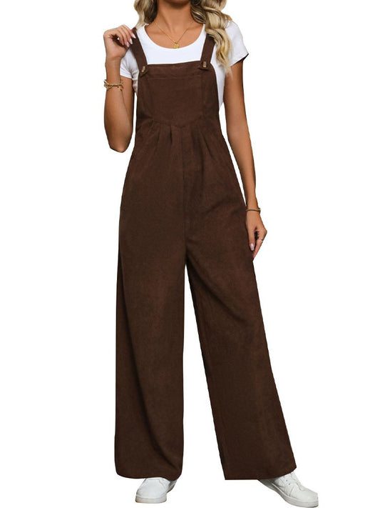 New European and American autumn women's Meilad solid color corduroy overalls for women