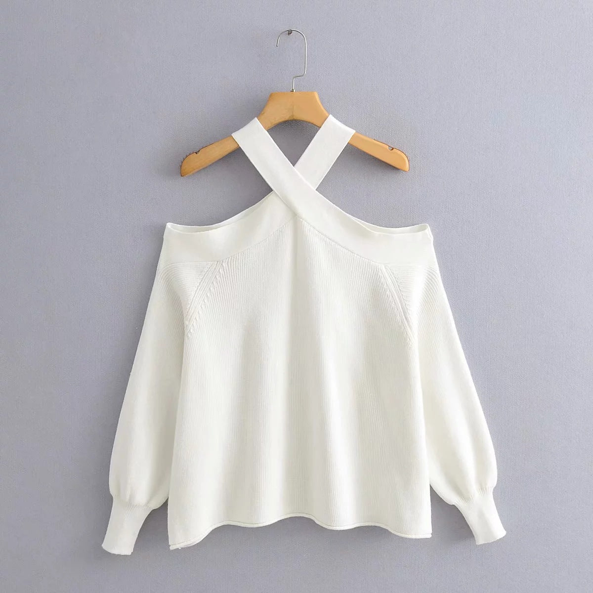 Autumn and winter off shoulder sexy loose knit sweater pullover sweater for women